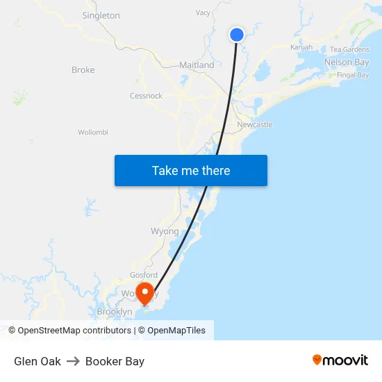 Glen Oak to Booker Bay map