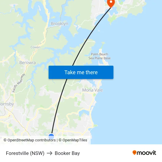 Forestville (NSW) to Booker Bay map