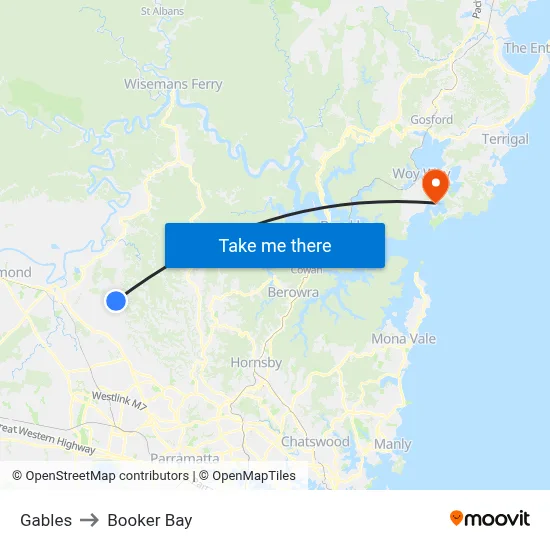 Gables to Booker Bay map