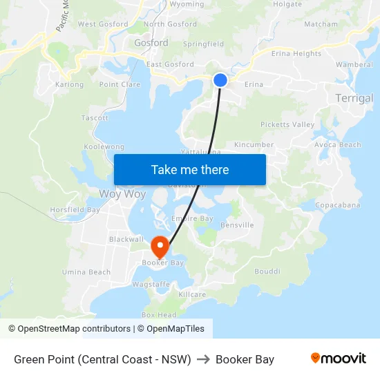 Green Point (Central Coast - NSW) to Booker Bay map