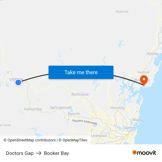 Doctors Gap to Booker Bay map