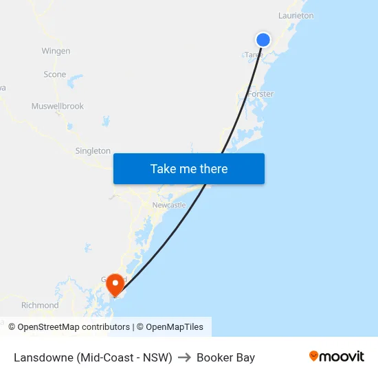 Lansdowne (Mid-Coast - NSW) to Booker Bay map
