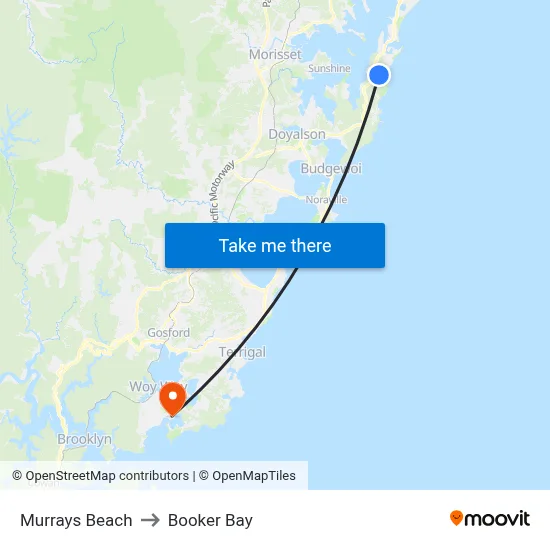 Murrays Beach to Booker Bay map