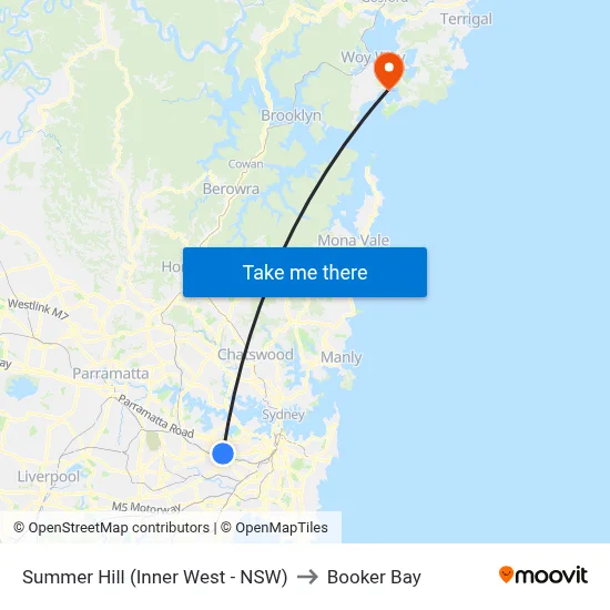 Summer Hill (Inner West - NSW) to Booker Bay map