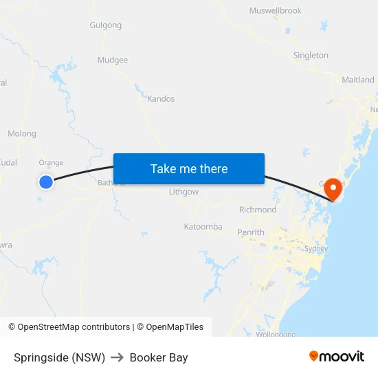 Springside (NSW) to Booker Bay map