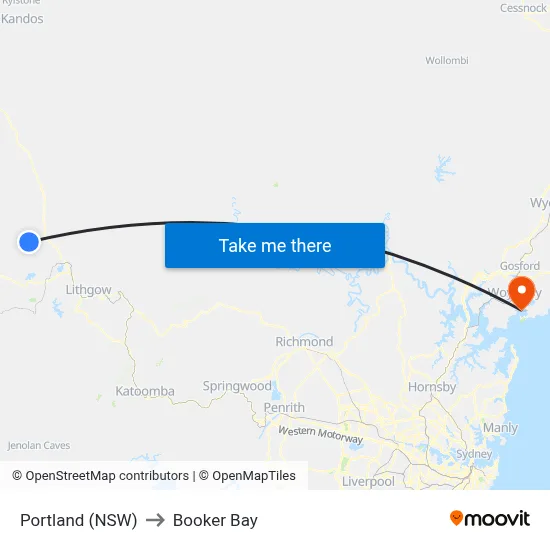 Portland (NSW) to Booker Bay map