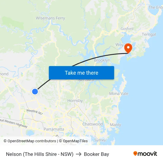 Nelson (The Hills Shire - NSW) to Booker Bay map