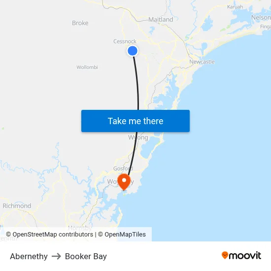 Abernethy to Booker Bay map