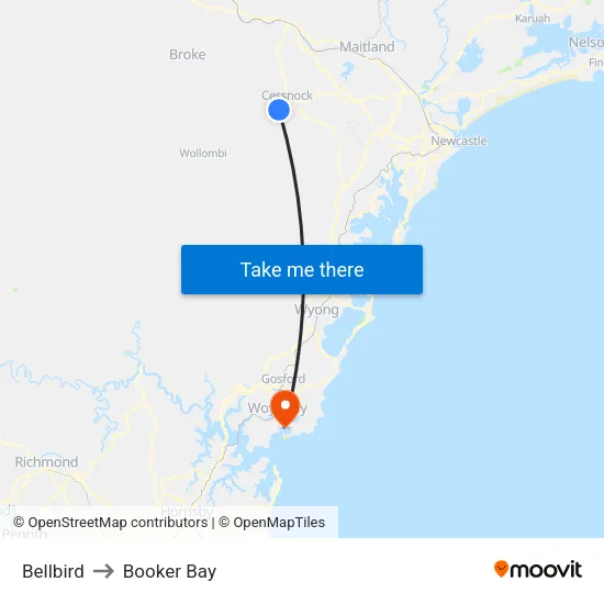 Bellbird to Booker Bay map