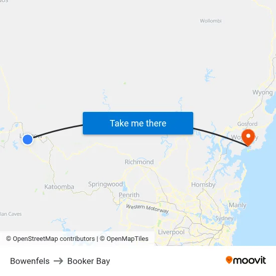 Bowenfels to Booker Bay map