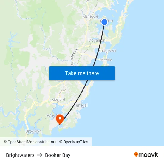 Brightwaters to Booker Bay map