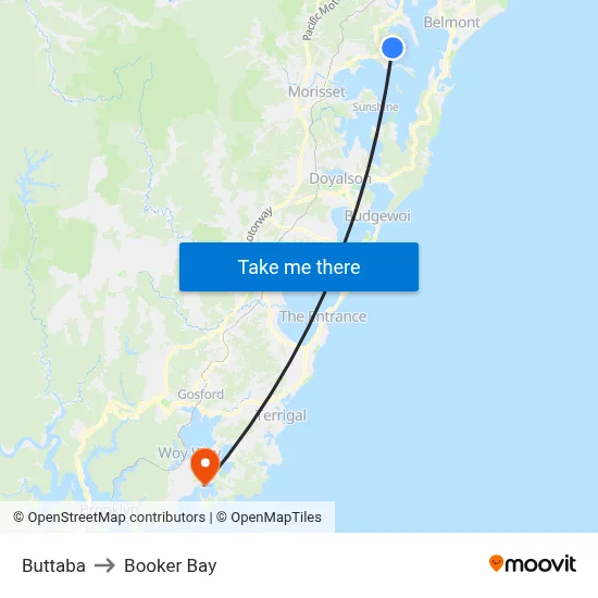 Buttaba to Booker Bay map