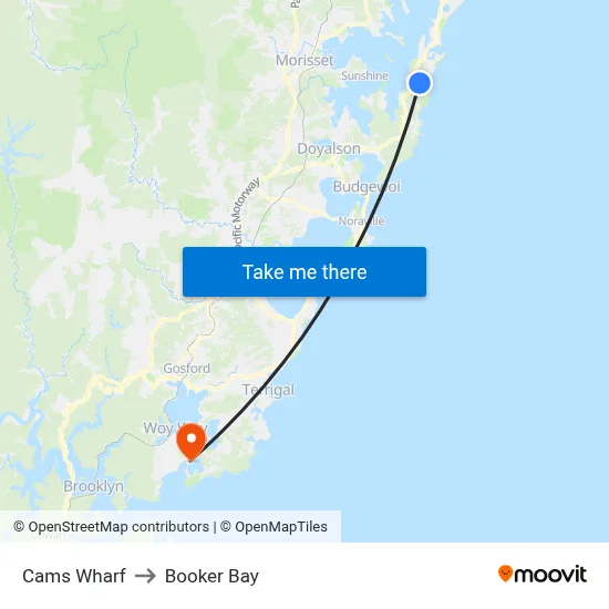 Cams Wharf to Booker Bay map