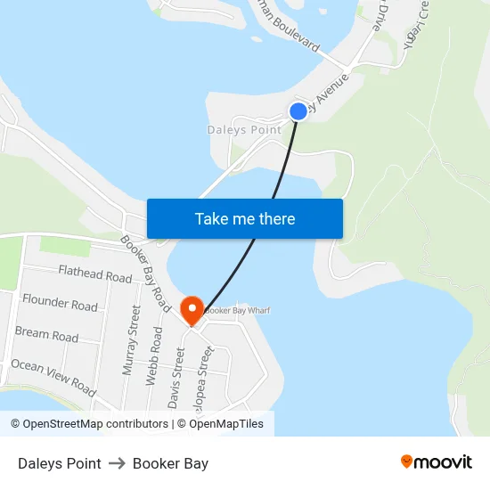 Daleys Point to Booker Bay map