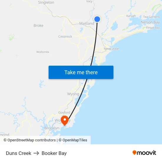 Duns Creek to Booker Bay map