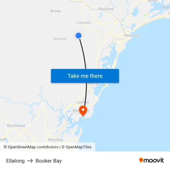 Ellalong to Booker Bay map
