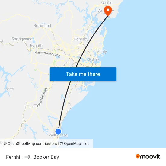Fernhill to Booker Bay map