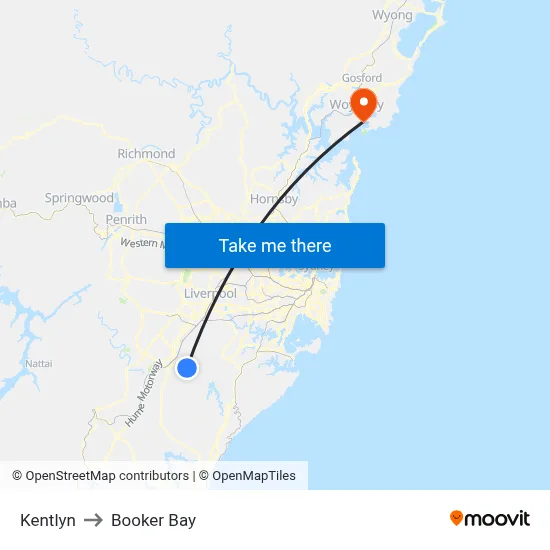 Kentlyn to Booker Bay map