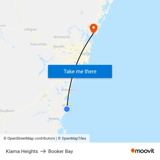 Kiama Heights to Booker Bay map