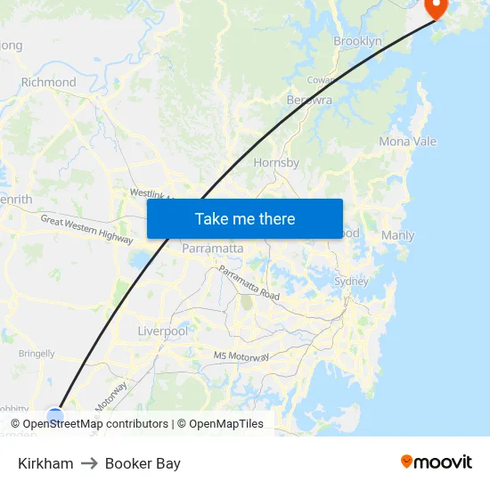 Kirkham to Booker Bay map