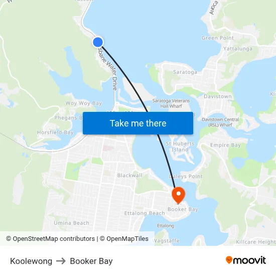 Koolewong to Booker Bay map