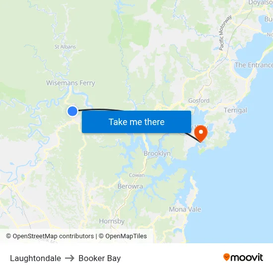 Laughtondale to Booker Bay map