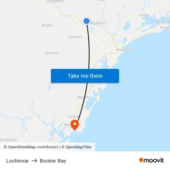 Lochinvar to Booker Bay map