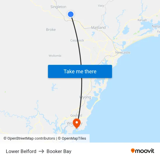 Lower Belford to Booker Bay map