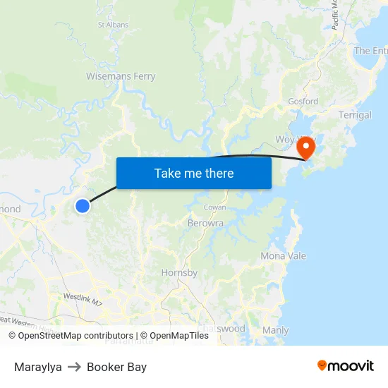 Maraylya to Booker Bay map