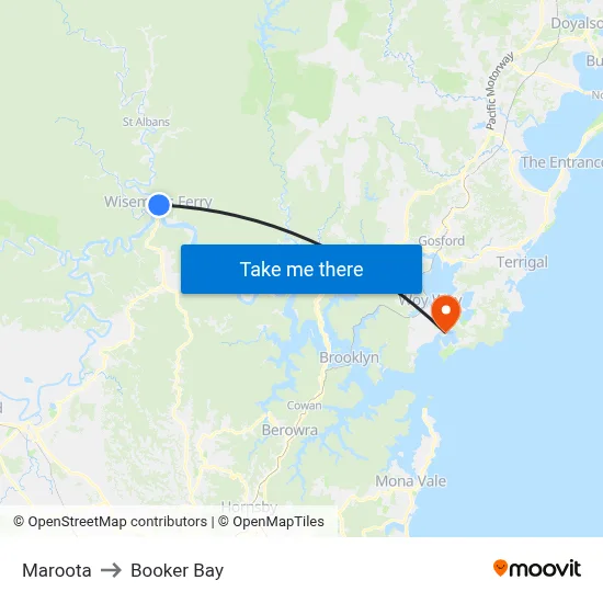 Maroota to Booker Bay map