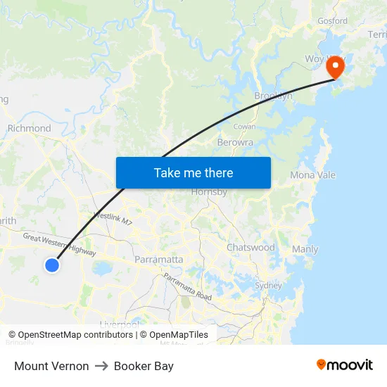 Mount Vernon to Booker Bay map
