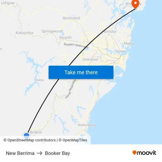 New Berrima to Booker Bay map