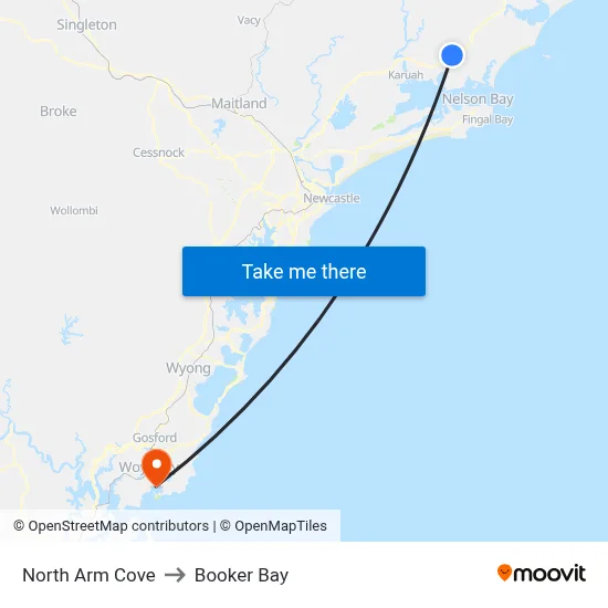 North Arm Cove to Booker Bay map