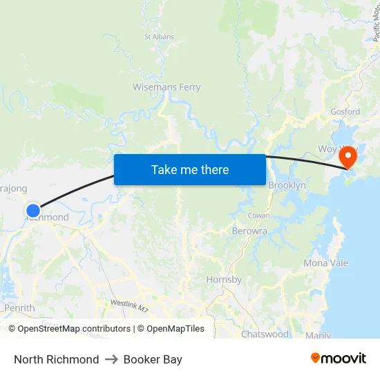 North Richmond to Booker Bay map