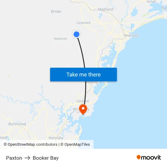 Paxton to Booker Bay map