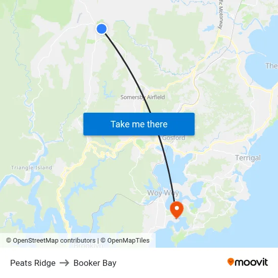 Peats Ridge to Booker Bay map