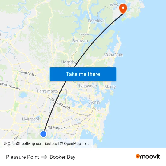 Pleasure Point to Booker Bay map