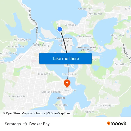 Saratoga to Booker Bay map