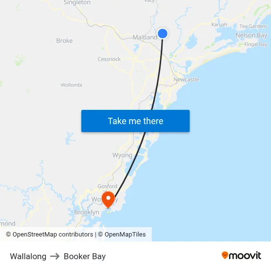 Wallalong to Booker Bay map