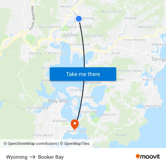 Wyoming to Booker Bay map