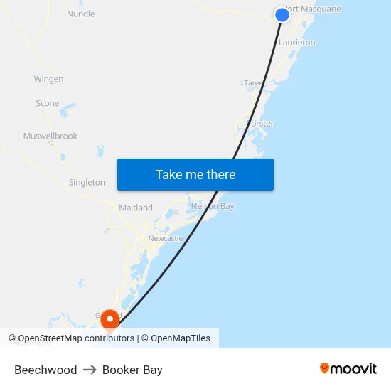 Beechwood to Booker Bay map