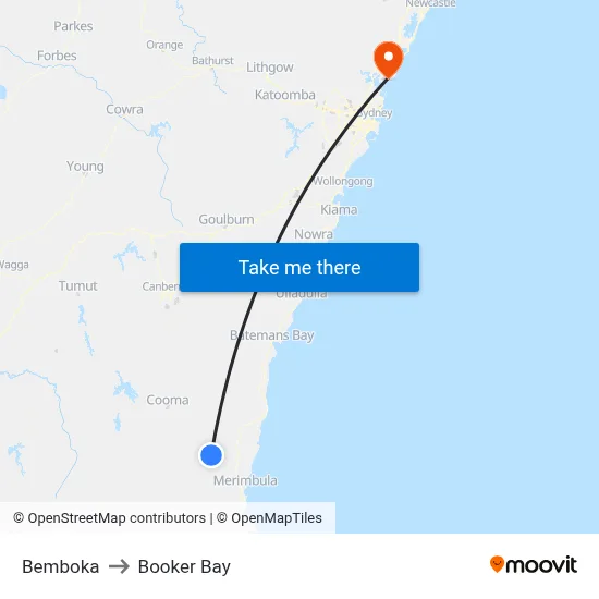 Bemboka to Booker Bay map