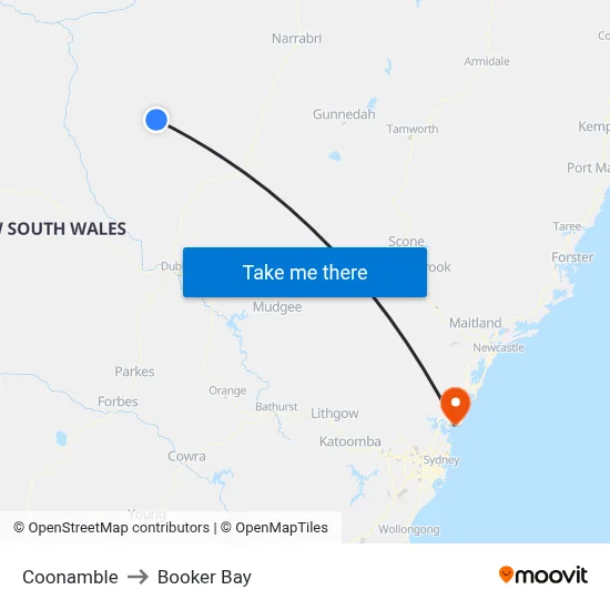 Coonamble to Booker Bay map