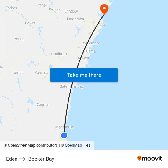 Eden to Booker Bay map