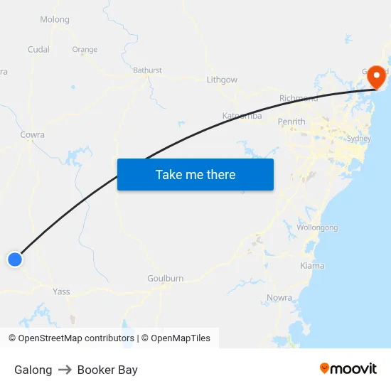 Galong to Booker Bay map