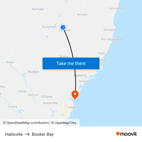 Hallsville to Booker Bay map