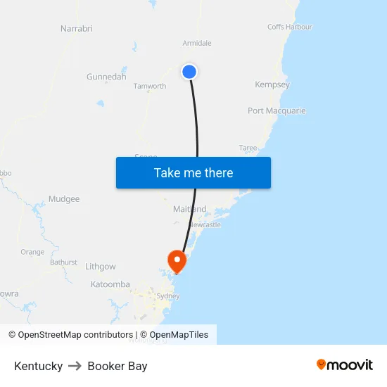 Kentucky to Booker Bay map