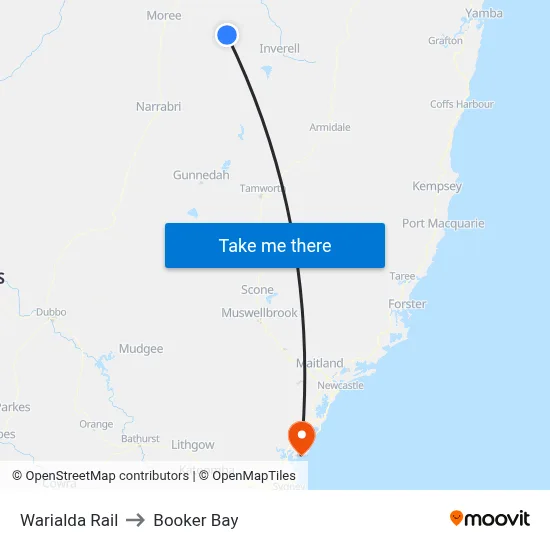 Warialda Rail to Booker Bay map