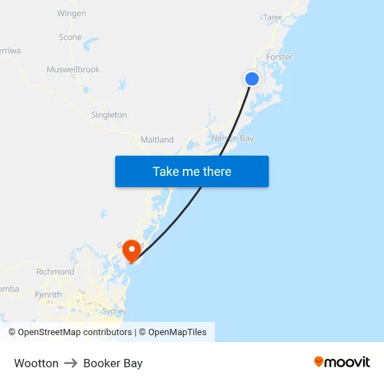 Wootton to Booker Bay map