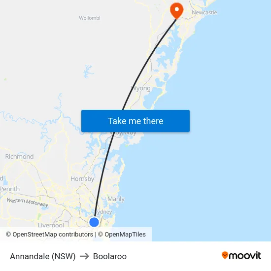 Annandale (NSW) to Boolaroo map